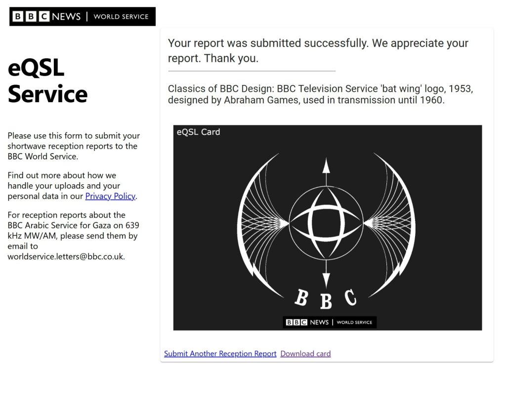 QSL分享：BBC World Service